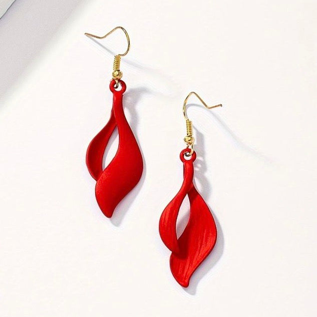 Womens Red Classic Dangle Drop Earrings