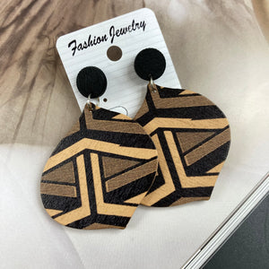 Womens Brown Wood Retro Post Earrings