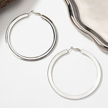 Load image into Gallery viewer, Stainless Steel Flat Hoop Silver Earrings