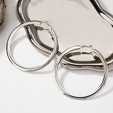 Load image into Gallery viewer, Stainless Steel Flat Hoop Silver Earrings