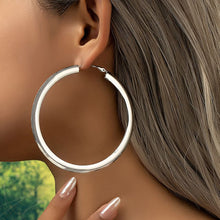 Load image into Gallery viewer, Stainless Steel Flat Hoop Silver Earrings