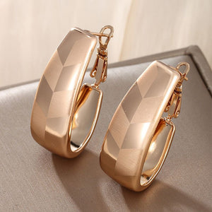 Womens Small Hoop Checkered Bronze Earrings Lightweight