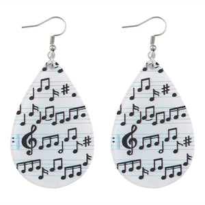 Womens Teardrop Music Note Earrings Multi-Color