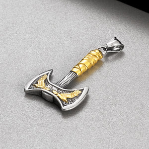 Mens Stainless Steel Polished Axe Pendant Necklace