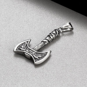 Mens Stainless Steel Polished Axe Pendant Necklace