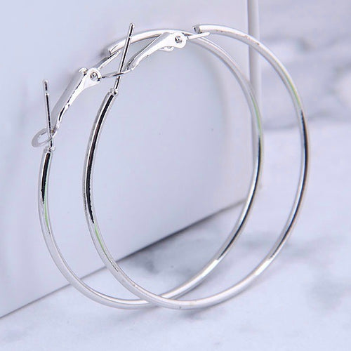 Womens Silver Tone 70mm Hoop Earrings