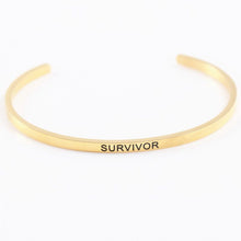 Load image into Gallery viewer, Stainless Steel Gold Survivor Cuff Bangle Bracelet Unisex Adult