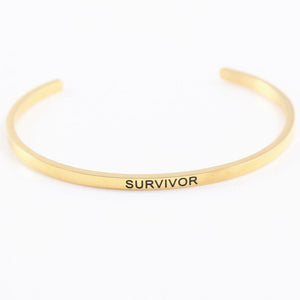 Stainless Steel Gold Survivor Cuff Bangle Bracelet Unisex Adult