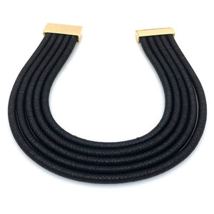 Womens 5 Strand Collar Statement Necklace in Black Gold or Gray