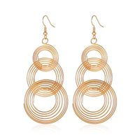 Womens Retro Triple Hoop Interlocking Earrings Silver or Gold Tone