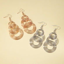 Load image into Gallery viewer, Womens Retro Triple Hoop Interlocking Earrings Silver or Gold Tone