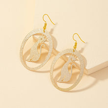 Load image into Gallery viewer, Womens Glitter Gold Tone Hoop Cat Earrings