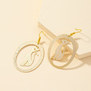 Womens Glitter Gold Tone Hoop Cat Earrings