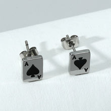 Load image into Gallery viewer, Stainless Steel Ace Spade Stud Earrings Unisex Adult