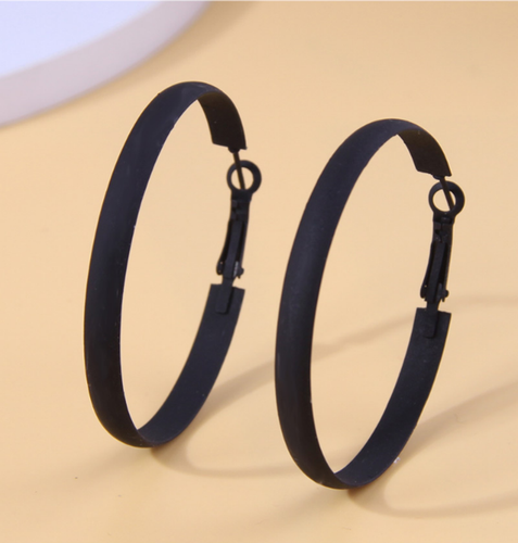 Womens Black Hoop Earrings