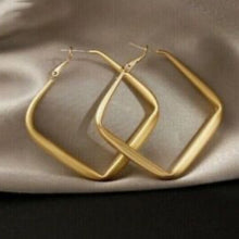 Load image into Gallery viewer, Womens Gold Tone Square Hoop Earrings