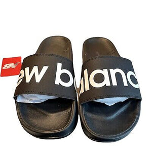 New Balance Mens 12 Black White Slides Sandals