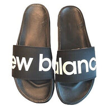 Load image into Gallery viewer, New Balance Mens 12 Black White Slides Sandals