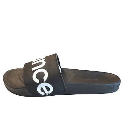 New Balance Mens 12 Black White Slides Sandals