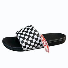 Load image into Gallery viewer, Vans Mens La Costa Black White Checkerboard Slides Size 13 Sandals