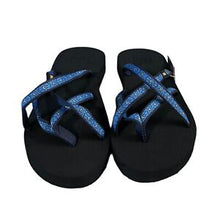 Load image into Gallery viewer, Teva Olowahu Womens Sandals Size 9 Flower Loom Navy Flip Flops