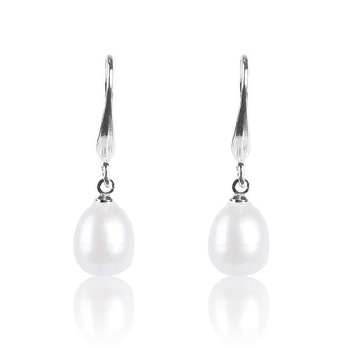 Womens Silver Plated Freshwater Cultured Pearl Dangle Earrings