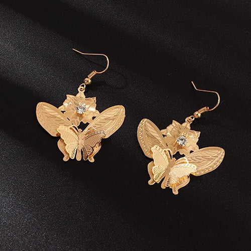 Womens Gold Tone ButterFly Dangle Earrings