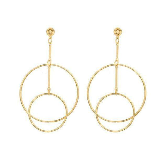 Womens Gold Tone Hoop Earrings Dangle Interlock Earring