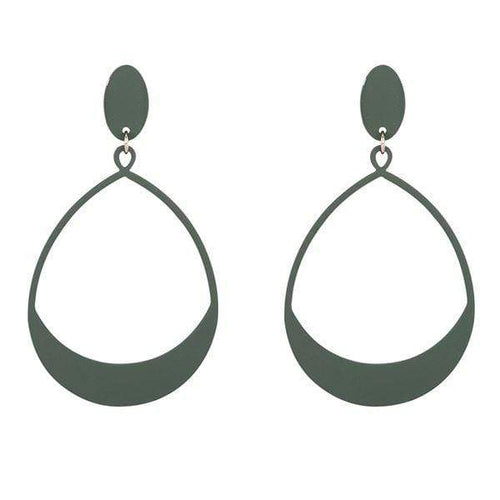 Womens Green Teardrop Hoop Earrings