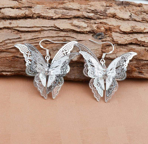 Womens Silver Tone ButterFly Earrings