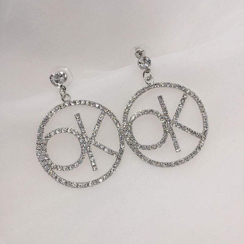 Womens Silver Letter Crystal 