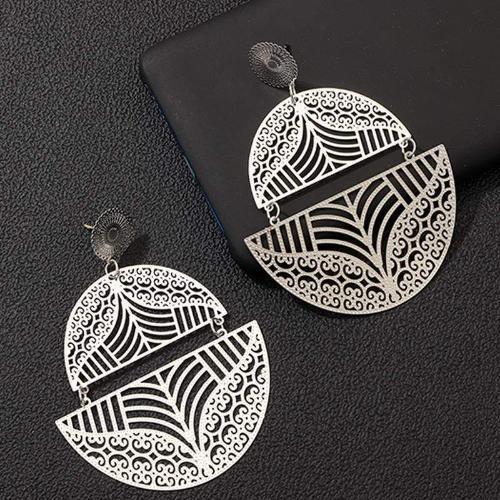 Womens Silver Tone Half Circle Design Earrings