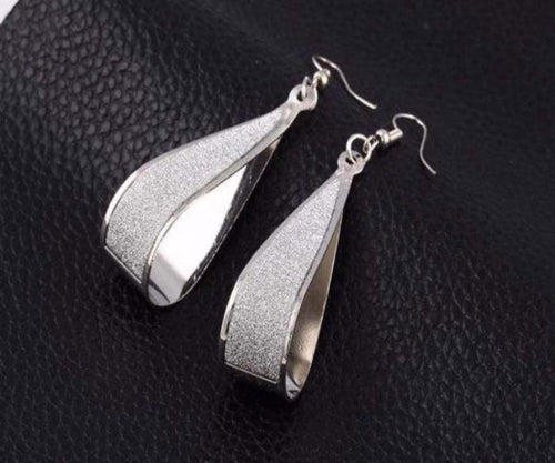 Womens Silver Sparkle Drop Earrings