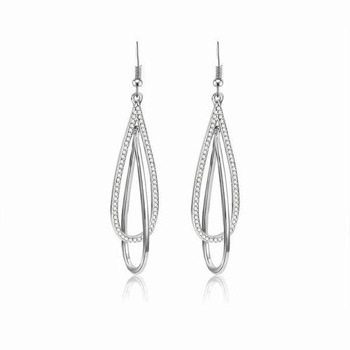 Womens Silver Tone Interlocking Teardrop Earring