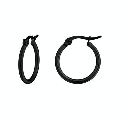 Surgical Stainless Steel Black Hoop Earrings Unisex Adults