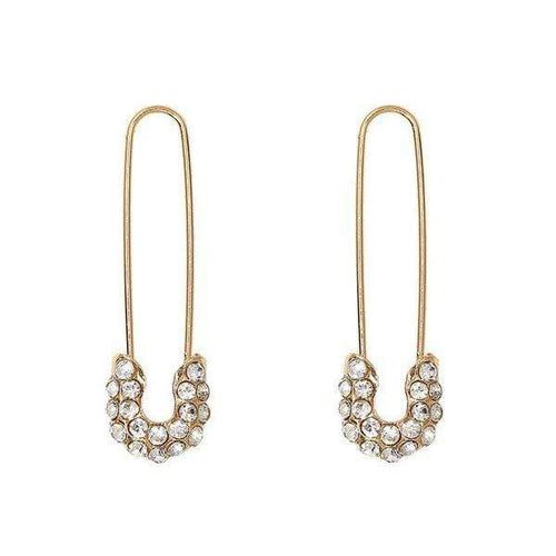 Womens Gold Tone Safety Pin Post Earrings