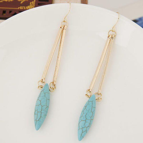 Womens Gold Tone Turquoise Dangle Drop Earrings