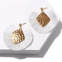 Womens White Gold Fringe Small Earrings Jewelry