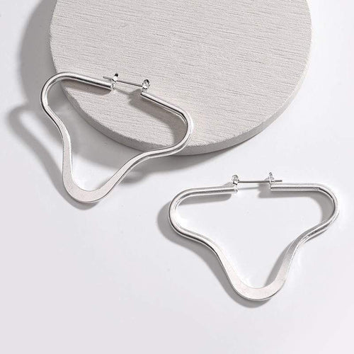 Womens Stainless Steel Silver Geometric Hoop Earrings