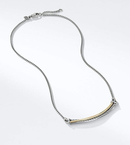 Womens Stainless Steel Gold Wrapped Pendant Bar Necklace