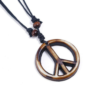 Unisex Mens Womens Resin Peace Sign Symbol Pendant Necklace