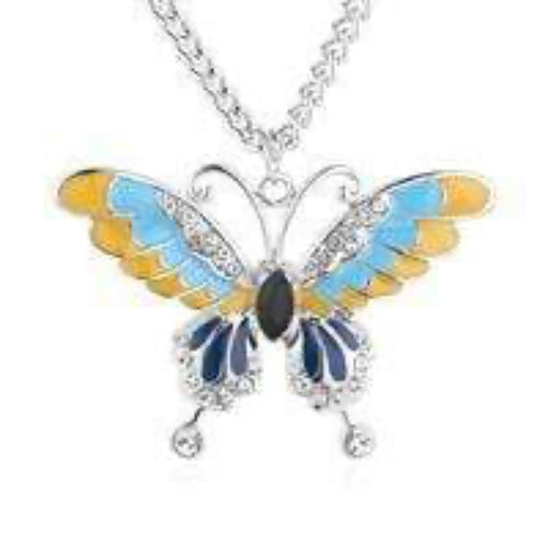 Womens Silver Tone Butterfly Pendant Necklace