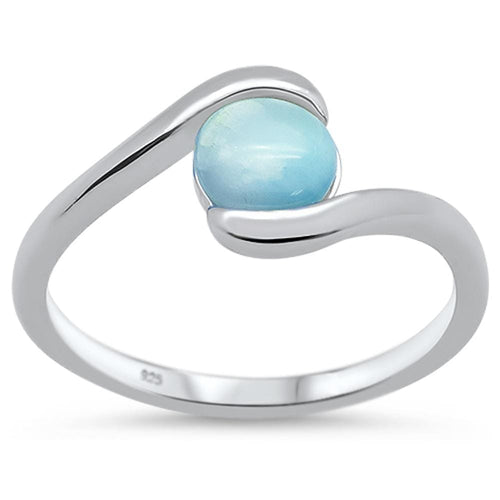 Womens Sterling Silver .925 Round Larimar Ring Size 7