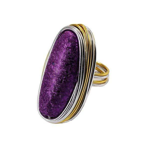 Womens Purple Wire Wrap Statement Ring