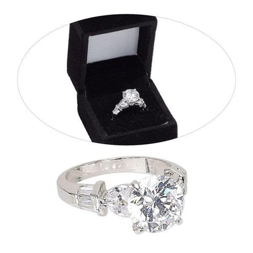 Womens Silver Tone Solitaire Diamond Zirconia Ring Size 8