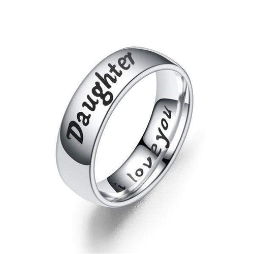 Stainless Steel Womens Band Ring Inscribed I Love You Daughter Size 7